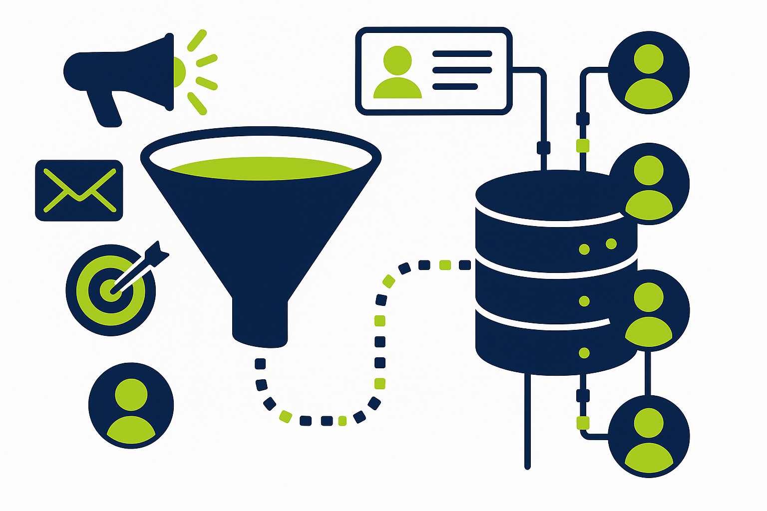 CRM Marketing Bedeutung: Digitale Kundenbindung und Kampagnensteuerung mit CRM-System visualisiert