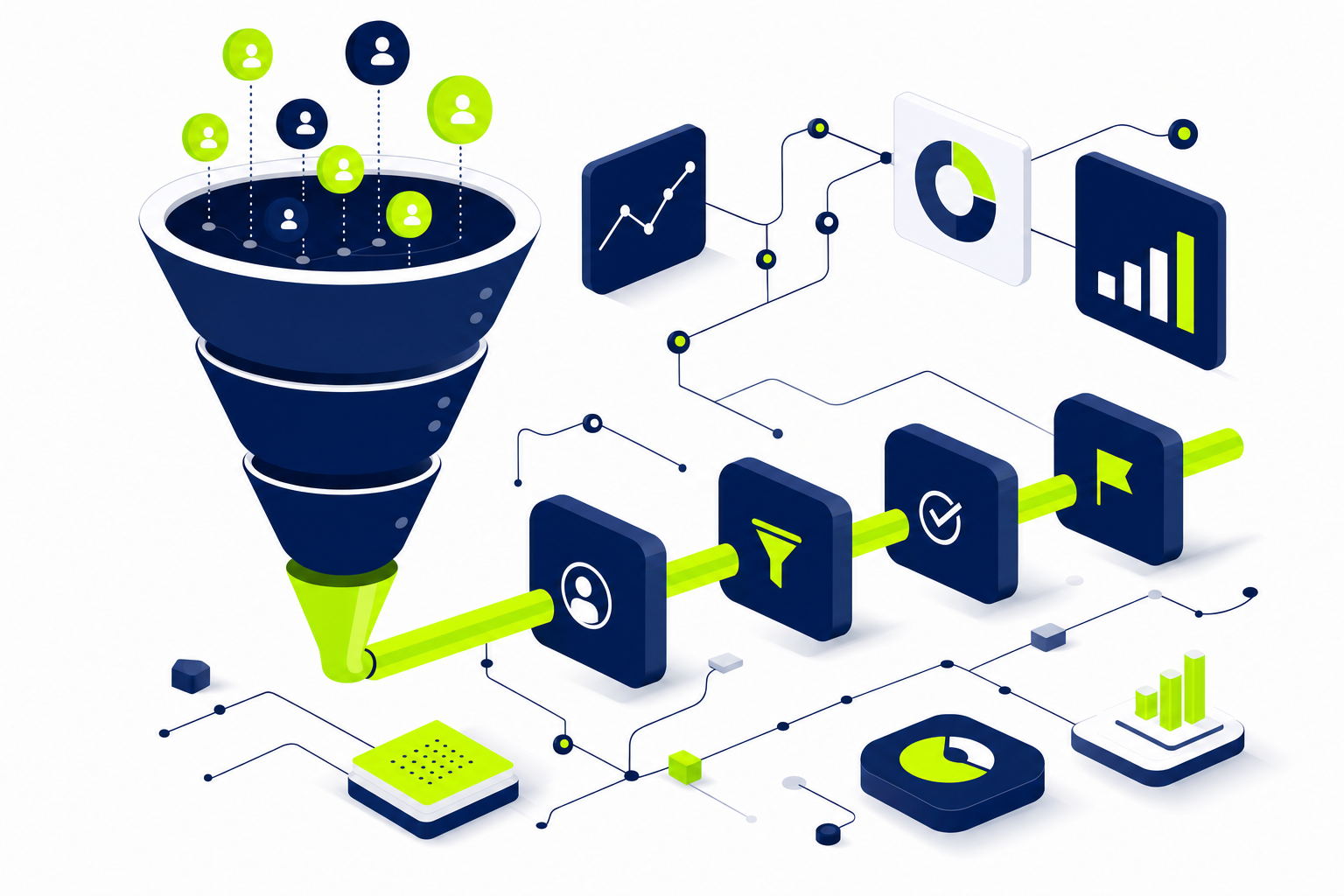 CRM im Vertrieb: Visuelle Pipeline-Darstellung mit Kundendaten und Sales-Stufen